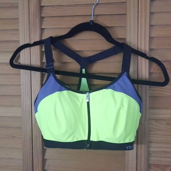Victoria's Secret Other - Victoria's Secret VSX Sport Knockout Neon Yellow Green Black Bra Size 32DD
